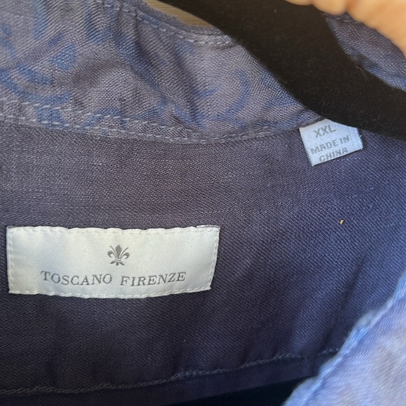 Toscano Firenze 100% Linen Navy Button Down Shirt. Beachy Casual. Men’s XXL - Picture 2 of 7